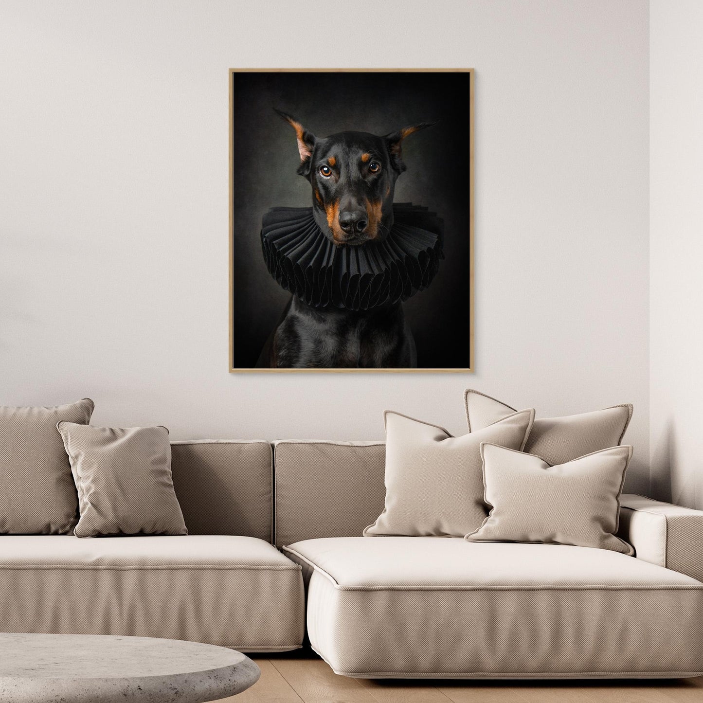 Regal Elegance: Portrait of a Doberman in Renaissance Style by Noa Nick
